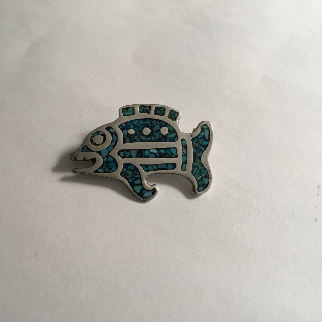Sterling Silver And Turquoise Brooch 49$